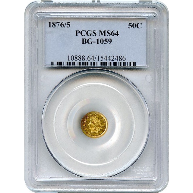 BG-1059 G50C 1876/5 California Fractional, Indian Round PCGS MS64 R4