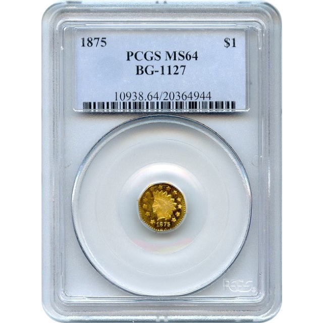 BG-1127, 1875 California Fractional Gold $1, Indian Octagonal PCGS MS64 R4