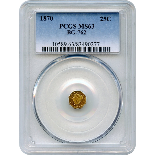 BG- 762 G25C 1870 California Fractional, Liberty Octagonal PCGS MS63 R4-