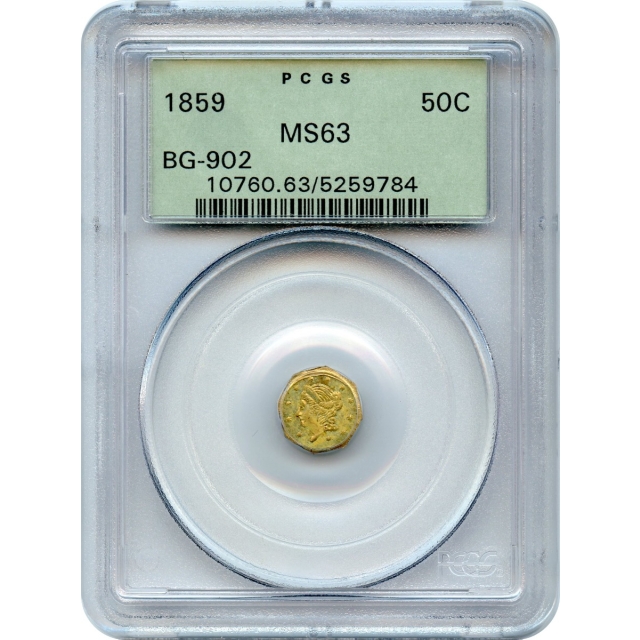 BG- 902 G50C 1859 California Fractional, Liberty Octagonal PCGS MS63 R4-