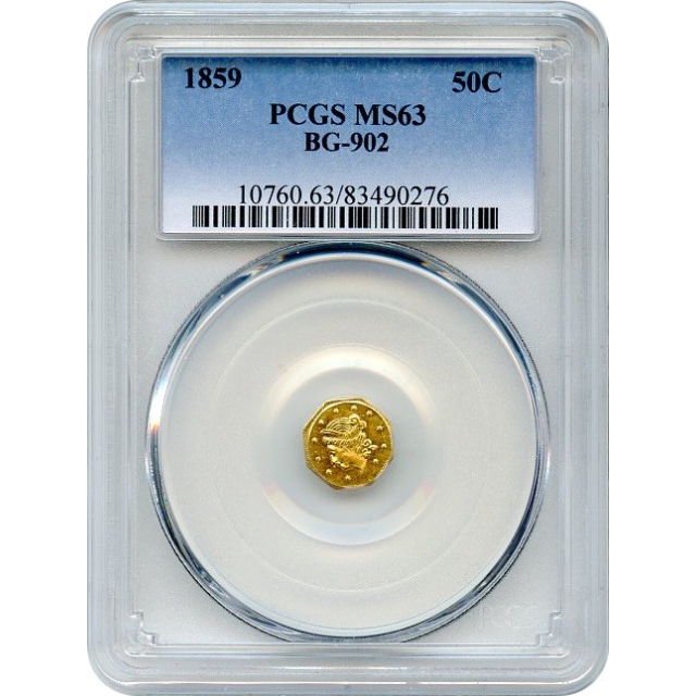 BG- 902 G50C 1859 California Fractional, Liberty Octagonal PCGS MS63 R4-