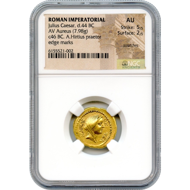 Ancient Roman Imperatorial - 46 BCE Julius Caesar AV Aureus NGC AU