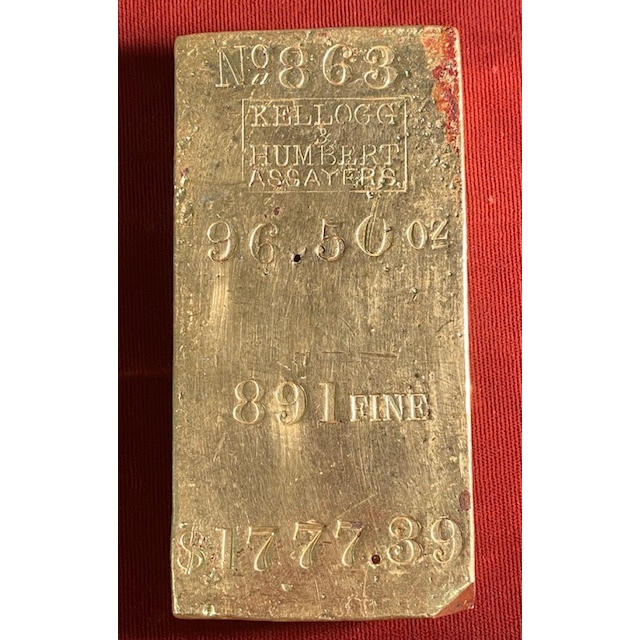 1857 Kellogg & Humbert gold ingot No.863, 96.50oz., 891 Fine Ex.SS Central America