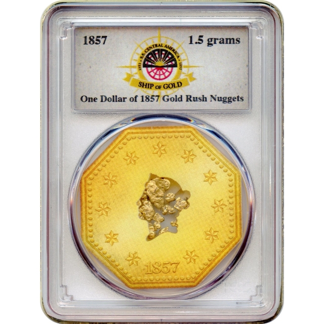 Gold Nuggets - 1857 California Gold Rush 1.5 grams PCGS Ex.SS Central America (2nd recovery)
